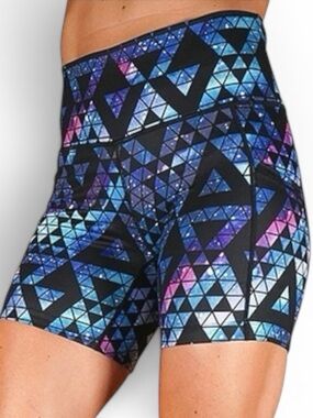 Constantly Varied Gear Black, Blue & Purple Geometric Athletic Shorts size small